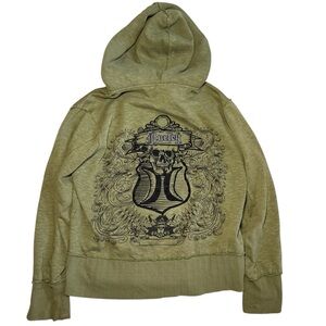 Hurley Y2K Skull Grunge Back Hit Zip Up Hoodie